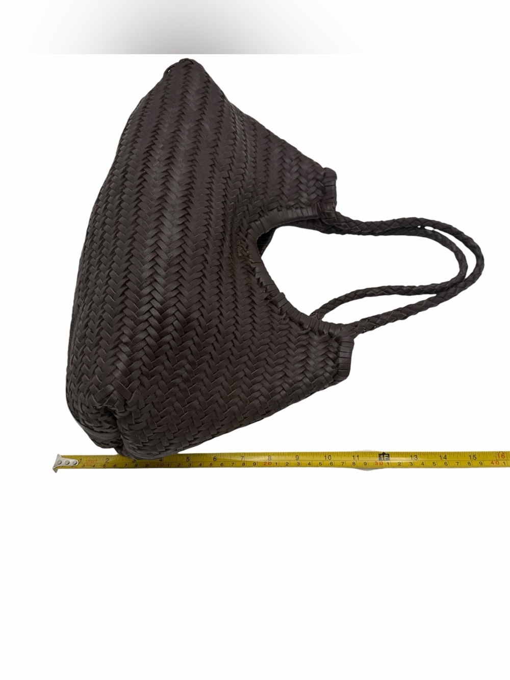 MNG Mango Limited Edition Brown Woven Leather Hobo Shoulder Bag Boho - Picture 12 of 16